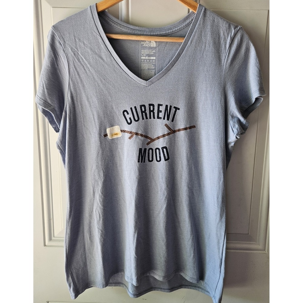 The North Face Current Mood Marshmallow Graphic Tee Women's Large‎ Blue Slim Fit